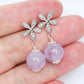 Dainty Floral Ear Studs with Pink Amethyst