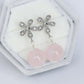 Dainty Floral Ear Studs with Rose Quartz