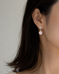 Dainty Floral Ear Studs with Rose Quartz
