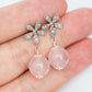 Dainty Floral Ear Studs with Rose Quartz