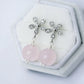 Dainty Floral Ear Studs with Rose Quartz