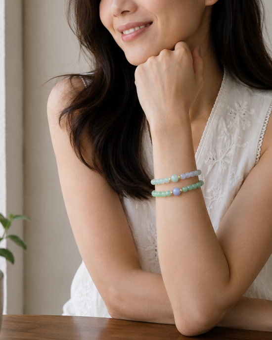 Fresh Minty Jade Bracelet B2169 - 14K Gold