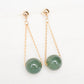 Dangling Forest Green Jade with Classic Ear Studs