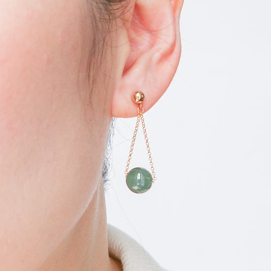Dangling Forest Green Jade with Classic Ear Studs