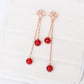 Diamond Ear Studs with Red Agate