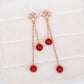 Diamond Ear Studs with Red Agate