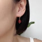 CZ Hoop Earrings with Red Agate