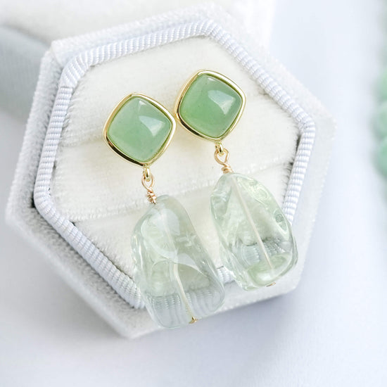 Green Aventurine and Green Amethyst Earrings