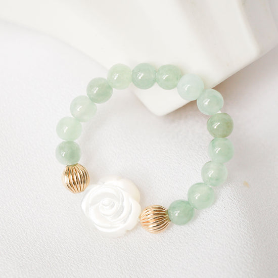 Mint Green Jade Bead with Rose MOP Ring