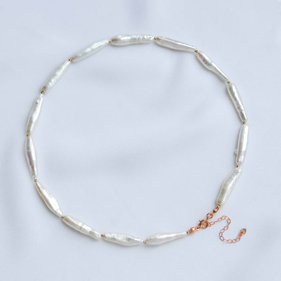 Elongated Pearl Choker Necklace