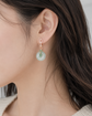 Chain Link Hoop Earrings with Emerald Vine