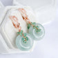 Chain Link Hoop Earrings with Emerald Vine
