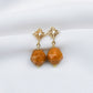 Faceted Brown Jade with Intricate Ear Studs