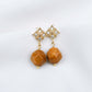 Faceted Brown Jade with Diamond-shaped Ear Studs