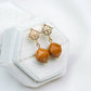 Faceted Brown Jade with Diamond-shaped Ear Studs