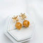 Faceted Golden Jade with Orchid Ear Studs