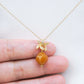 Faceted Golden Jade with Orchid Pendant Necklace