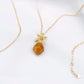 Faceted Golden Jade with Orchid Pendant Necklace