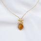 Faceted Golden Jade with Orchid Pendant Necklace