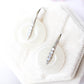 Sleek CZ Hook Earrings with Jade Donut - White Jade FJE10
