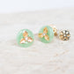 Jade with Floral Diamond Ear Studs