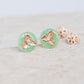 Jade with Floral Diamond Ear Studs