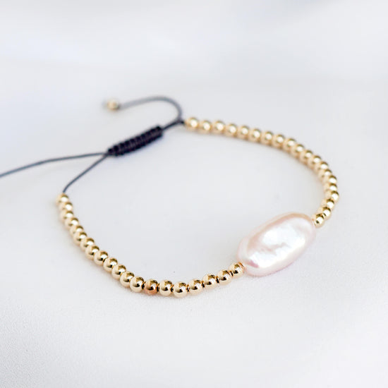 Unique Keshi Pearl Gold Bead Bracelet - GB1