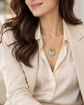 Green Jade Donut with Gem Cluster Necklace GJ1G