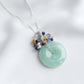 Green Jade Donut with Gem Cluster Necklace GJ2S