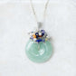 Green Jade Donut with Gem Cluster Necklace GJ2S