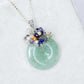 Green Jade Donut with Gem Cluster Necklace GJ2S