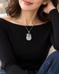 Green Jade Donut with Gem Cluster Necklace GJ2S