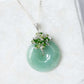 Green Jade Donut with Gem Cluster Necklace GJ3S