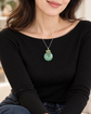 Green Jade Donut with Gem Cluster Necklace GJ3S