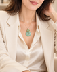 Green Jade Donut with Gem Cluster Necklace GJ3S