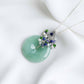 Green Jade Donut with Gem Cluster Necklace GJ4S
