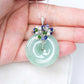 Green Jade Donut with Gem Cluster Necklace GJ4S