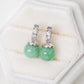 Vivid Green Jade CZ Moon Ear Studs