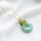 Green Jade Donut with Gem Cluster Necklace GJ1G