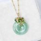 Green Jade Donut with Gem Cluster Necklace GJ1G