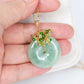 Green Jade Donut with Gem Cluster Necklace GJ1G
