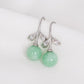 CZ Leaf Hook Earrings with Green Jade