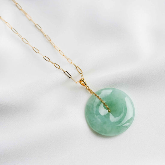 Green Jade Paperclip Necklace