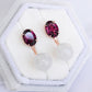 Garnet with Detachable Light Jade Dangle in 14K