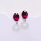 Garnet with Detachable Light Jade Dangle in 14K