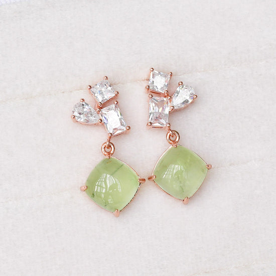 Geometric Earrings with Prehnite