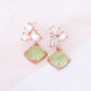 Geometric Earrings with Prehnite