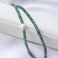 Teal Jade with Pearl Accent Choker Necklace