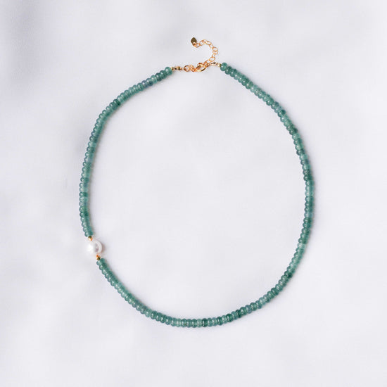 Teal Jade with Pearl Accent Choker Necklace
