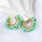 Jade Encrusted Glitzy Hoop Earrings